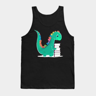 Cute Dinosaur Book Reading Tank Top